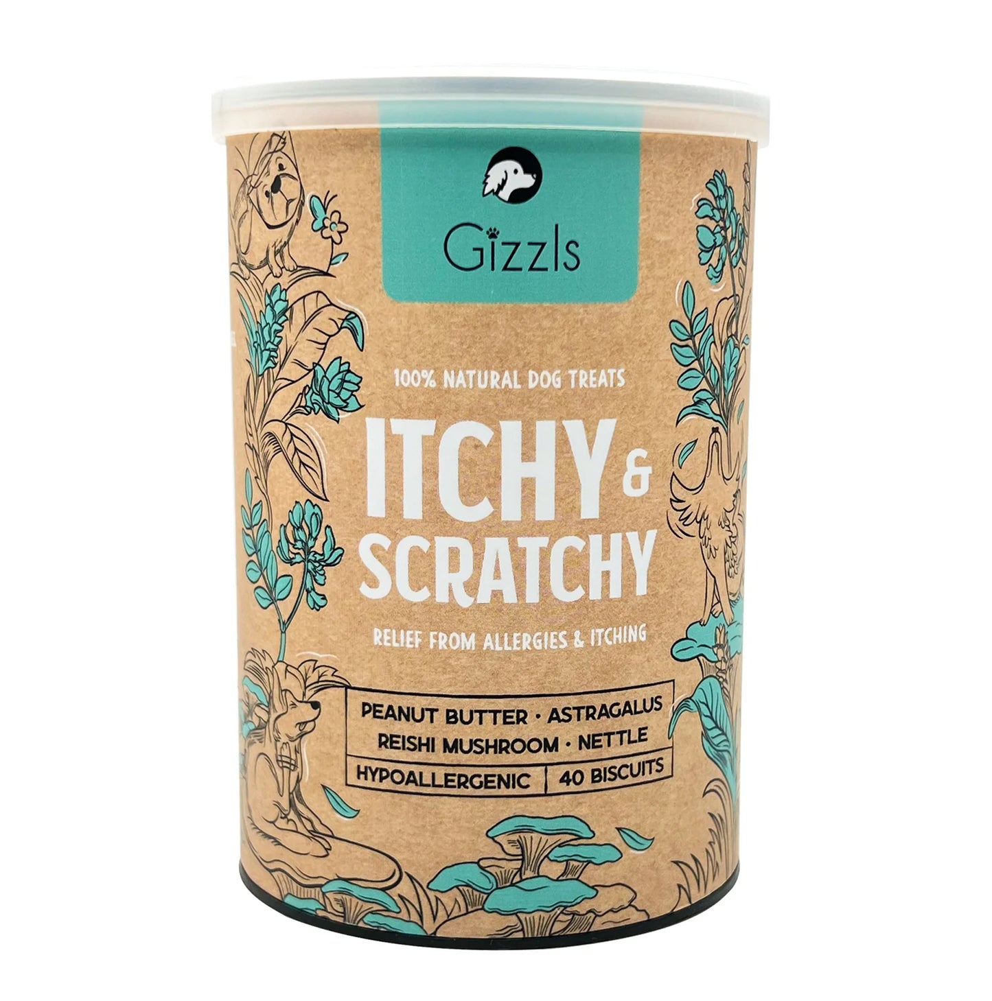 英國GIZZLS 100%天然ITCHY & SCRATCHY皮膚保健餅乾 (40粒-專為過敏及免疫力低狗狗而設)