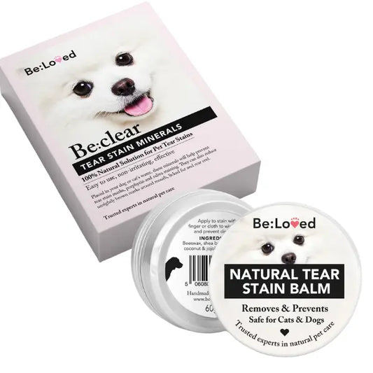 《皇牌去淚痕套裝》英國Be:love Be:Clear天然淚痕預防膏60g(1件)+ 天然淚痕礦物去漬石 (1包) (貓狗適用)