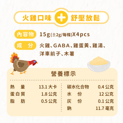 毛湯圓【安心泥】火雞 x GABA (舒壓放鬆)（貓狗適用）