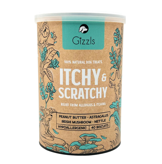 英國GIZZLS 100%天然ITCHY & SCRATCHY皮膚保健餅乾 (40粒－專為過敏及免疫力低狗狗而設)