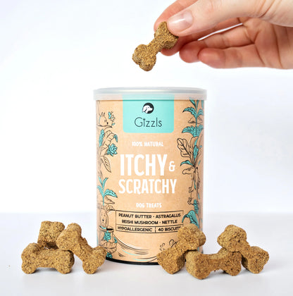 英國GIZZLS 100%天然ITCHY & SCRATCHY皮膚保健餅乾 (40粒－專為過敏及免疫力低狗狗而設)